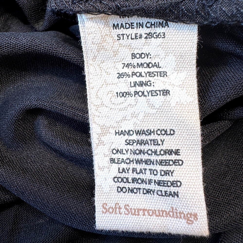 SOFT SURROUNDINGS NWT Sleeveless Maxi Dress M Black Modal Knit Raw Hems Casual - Picture 12 of 12